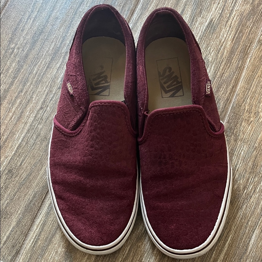 Vans Women’s Maroon Burgundy Slip-On Croc Shoes - Size 7.5 | Cush and Comfy - Picture 10 of 10